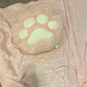 Cozy Pink Paw Print Pillow
